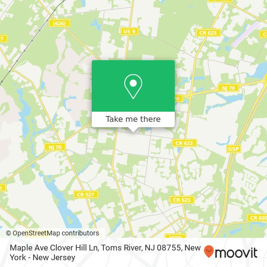 Mapa de Maple Ave Clover Hill Ln, Toms River, NJ 08755