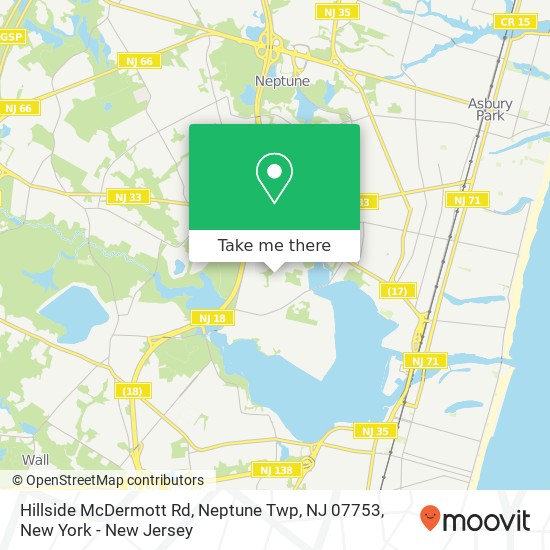 Mapa de Hillside McDermott Rd, Neptune Twp, NJ 07753