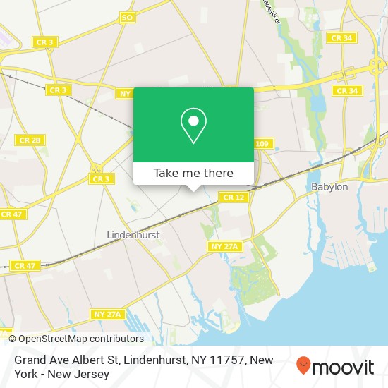 Mapa de Grand Ave Albert St, Lindenhurst, NY 11757