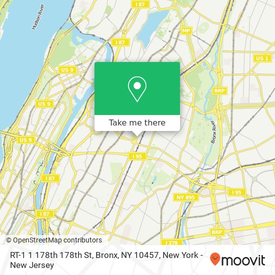 Mapa de RT-1 1 178th 178th St, Bronx, NY 10457