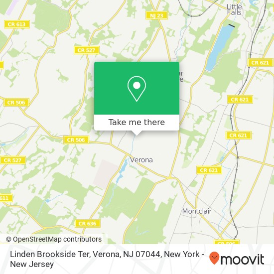 Mapa de Linden Brookside Ter, Verona, NJ 07044