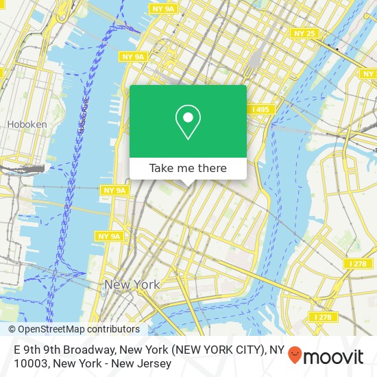 Mapa de E 9th 9th Broadway, New York (NEW YORK CITY), NY 10003
