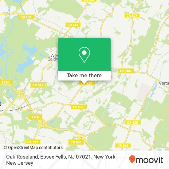 Mapa de Oak Roseland, Essex Fells, NJ 07021