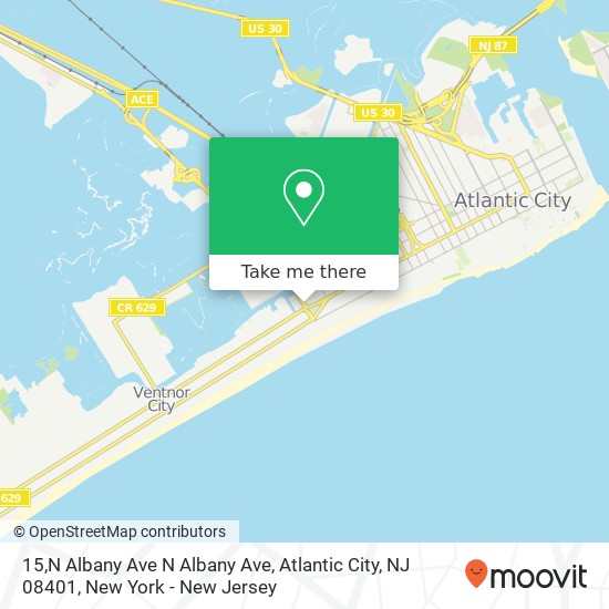 Mapa de 15,N Albany Ave N Albany Ave, Atlantic City, NJ 08401