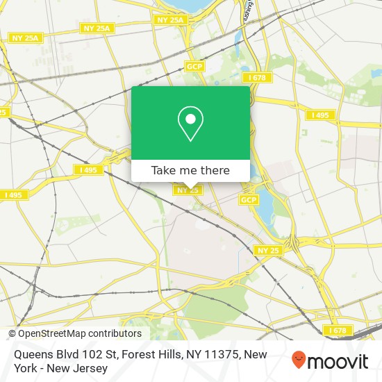 Mapa de Queens Blvd 102 St, Forest Hills, NY 11375
