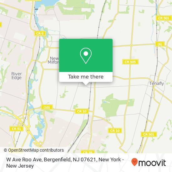 Mapa de W Ave Roo Ave, Bergenfield, NJ 07621