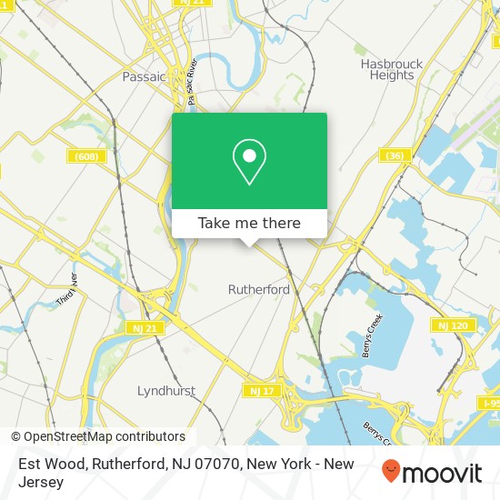 Mapa de Est Wood, Rutherford, NJ 07070