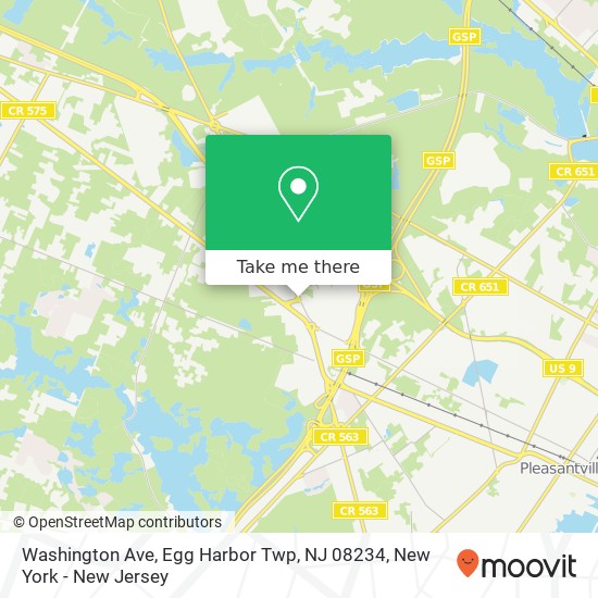 Mapa de Washington Ave, Egg Harbor Twp, NJ 08234