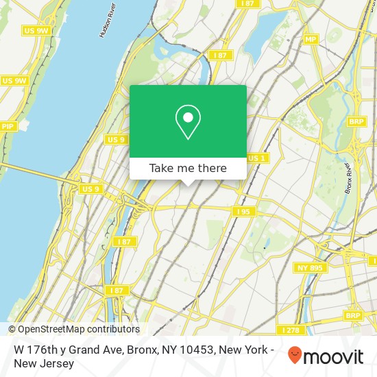 Mapa de W 176th y Grand Ave, Bronx, NY 10453