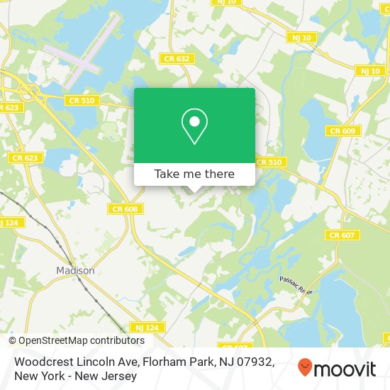 Mapa de Woodcrest Lincoln Ave, Florham Park, NJ 07932