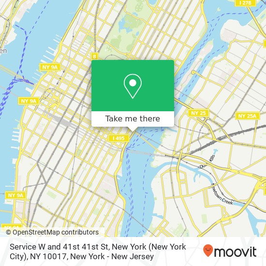 Service W and 41st 41st St, New York (New York City), NY 10017 map