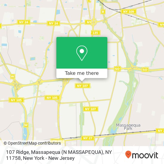 Mapa de 107 Ridge, Massapequa (N MASSAPEQUA), NY 11758