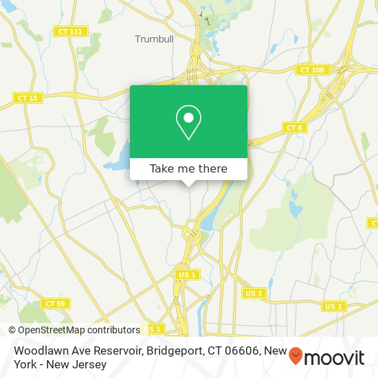 Mapa de Woodlawn Ave Reservoir, Bridgeport, CT 06606