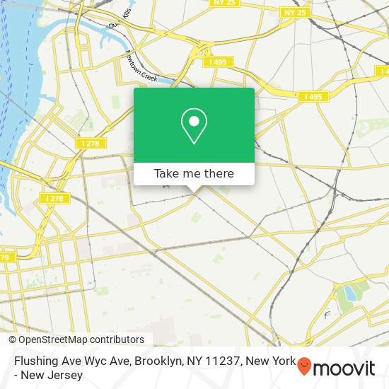 Mapa de Flushing Ave Wyc Ave, Brooklyn, NY 11237