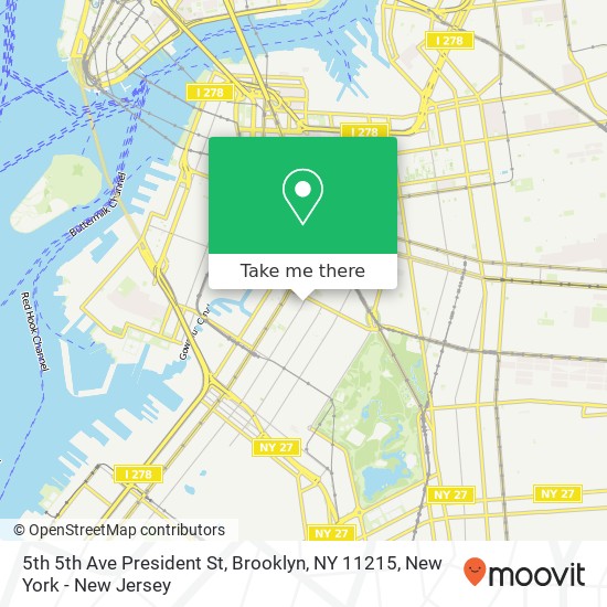 Mapa de 5th 5th Ave President St, Brooklyn, NY 11215