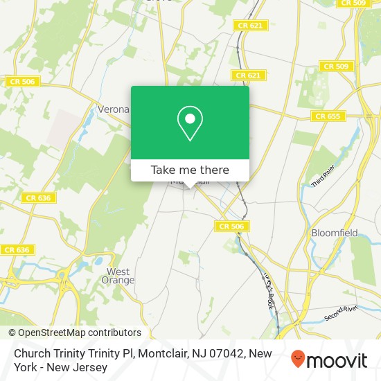 Mapa de Church Trinity Trinity Pl, Montclair, NJ 07042