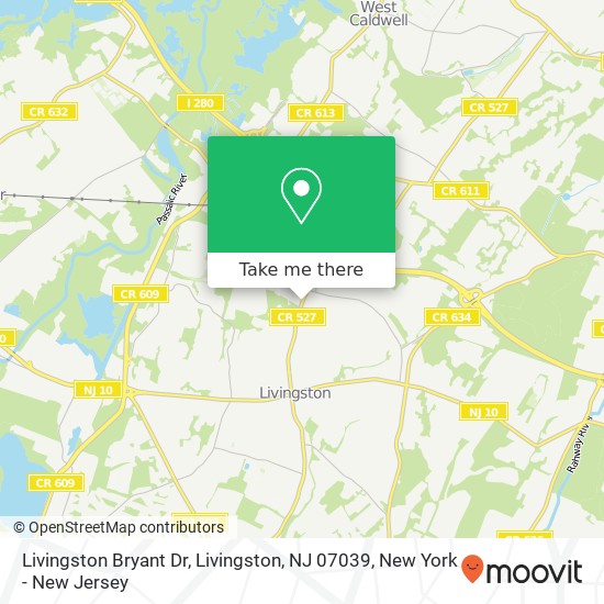 Mapa de Livingston Bryant Dr, Livingston, NJ 07039