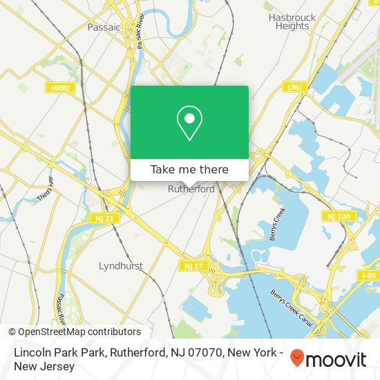 Mapa de Lincoln Park Park, Rutherford, NJ 07070
