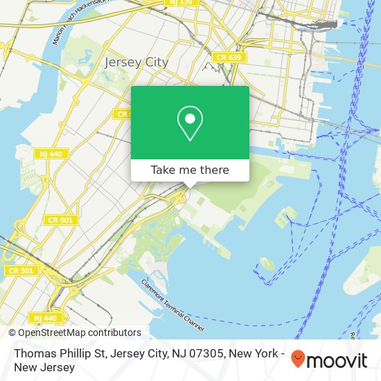 Mapa de Thomas Phillip St, Jersey City, NJ 07305