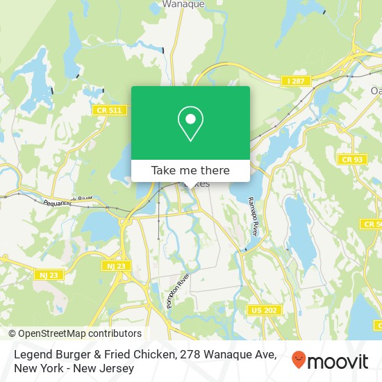 Mapa de Legend Burger & Fried Chicken, 278 Wanaque Ave