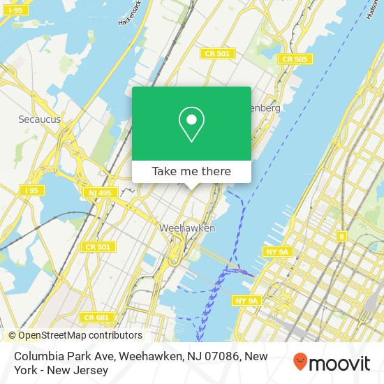 Columbia Park Ave, Weehawken, NJ 07086 map