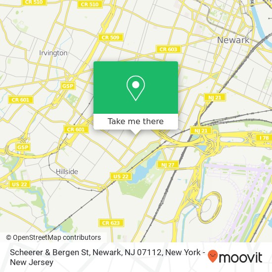 Mapa de Scheerer & Bergen St, Newark, NJ 07112