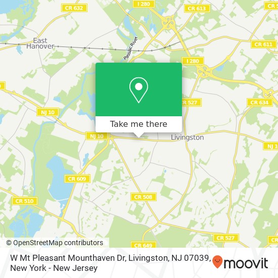 Mapa de W Mt Pleasant Mounthaven Dr, Livingston, NJ 07039