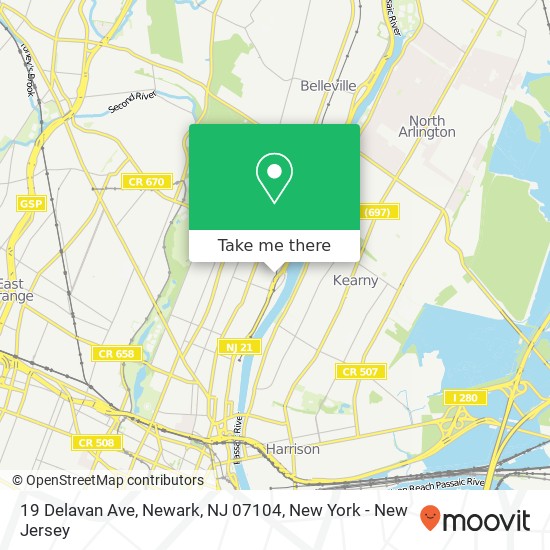Mapa de 19 Delavan Ave, Newark, NJ 07104