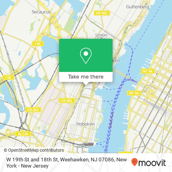 W 19th St and 18th St, Weehawken, NJ 07086 map