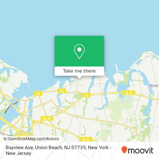 Mapa de Bayview Ave, Union Beach, NJ 07735