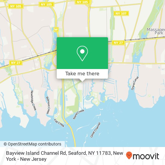 Mapa de Bayview Island Channel Rd, Seaford, NY 11783