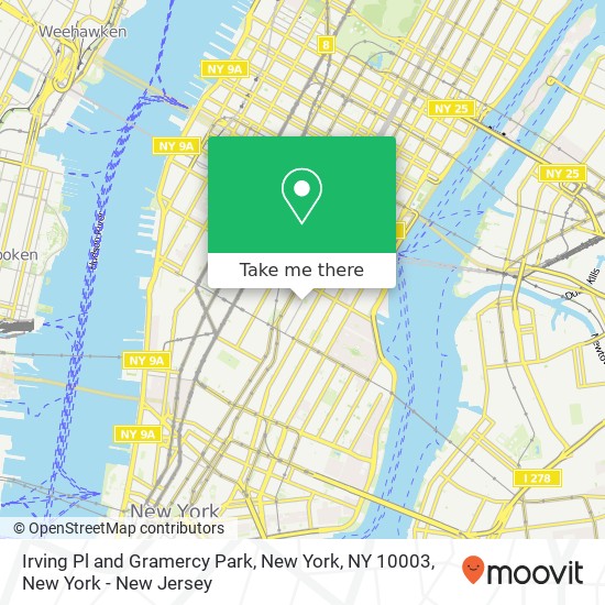 Mapa de Irving Pl and Gramercy Park, New York, NY 10003