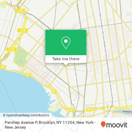 Mapa de Pershep Avenue P, Brooklyn, NY 11204