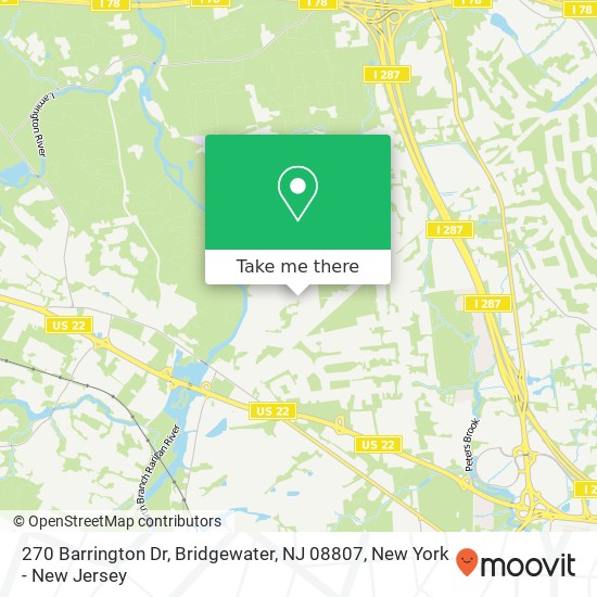 Mapa de 270 Barrington Dr, Bridgewater, NJ 08807