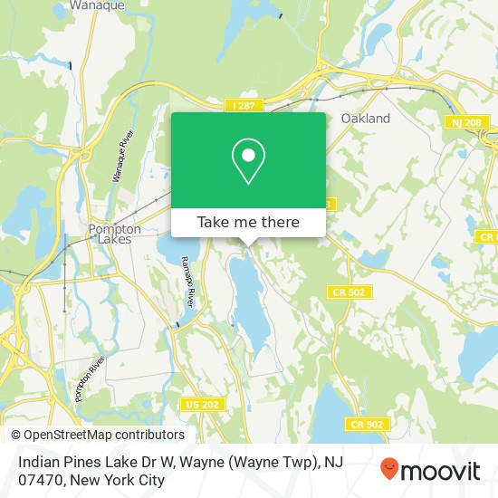 Mapa de Indian Pines Lake Dr W, Wayne (Wayne Twp), NJ 07470
