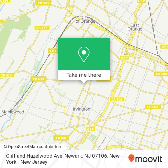 Mapa de Cliff and Hazelwood Ave, Newark, NJ 07106