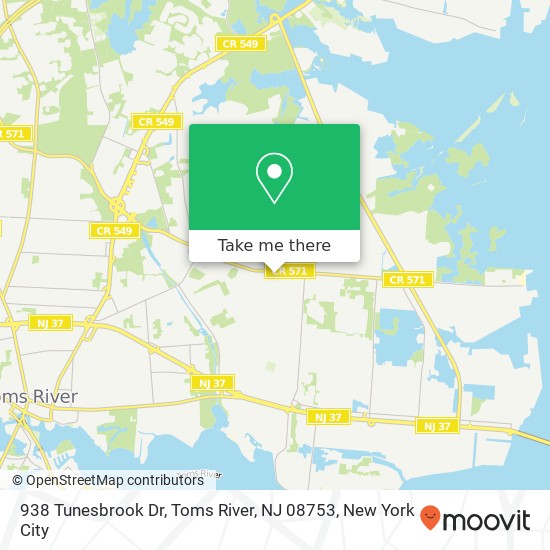 Mapa de 938 Tunesbrook Dr, Toms River, NJ 08753
