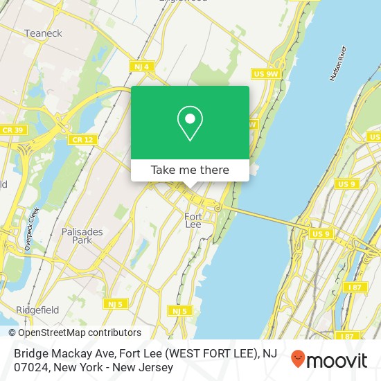 Mapa de Bridge Mackay Ave, Fort Lee (WEST FORT LEE), NJ 07024