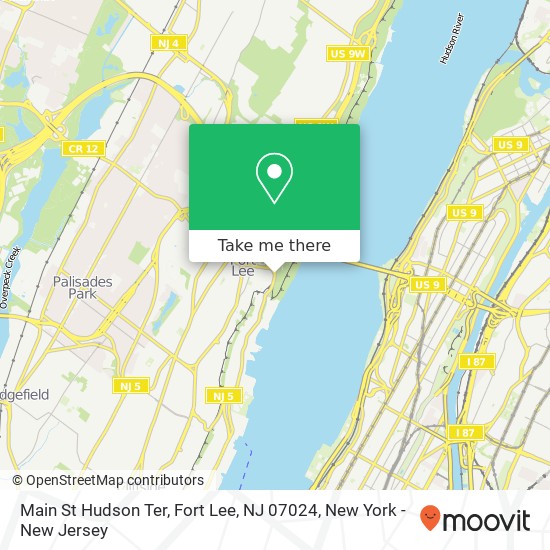 Mapa de Main St Hudson Ter, Fort Lee, NJ 07024