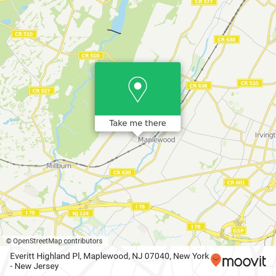 Mapa de Everitt Highland Pl, Maplewood, NJ 07040