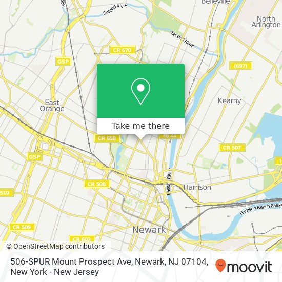 Mapa de 506-SPUR Mount Prospect Ave, Newark, NJ 07104