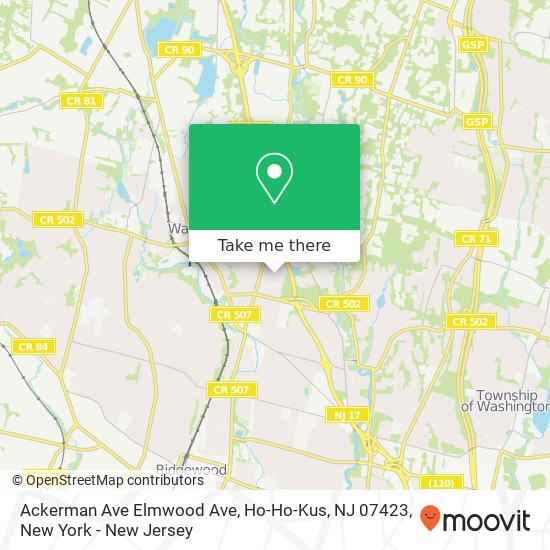 Mapa de Ackerman Ave Elmwood Ave, Ho-Ho-Kus, NJ 07423