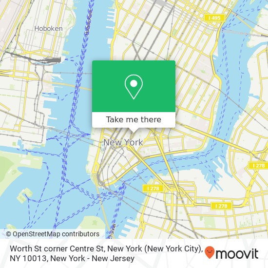 Worth St corner Centre St, New York (New York City), NY 10013 map