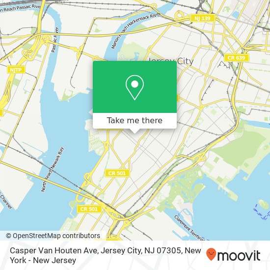 Mapa de Casper Van Houten Ave, Jersey City, NJ 07305