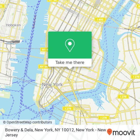 Mapa de Bowery & Dela, New York, NY 10012