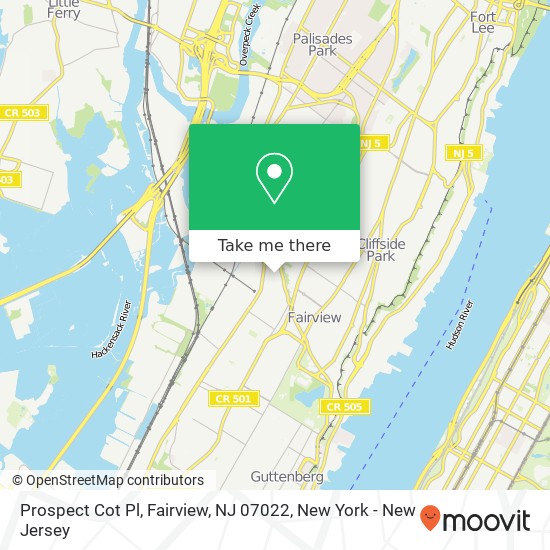 Mapa de Prospect Cot Pl, Fairview, NJ 07022