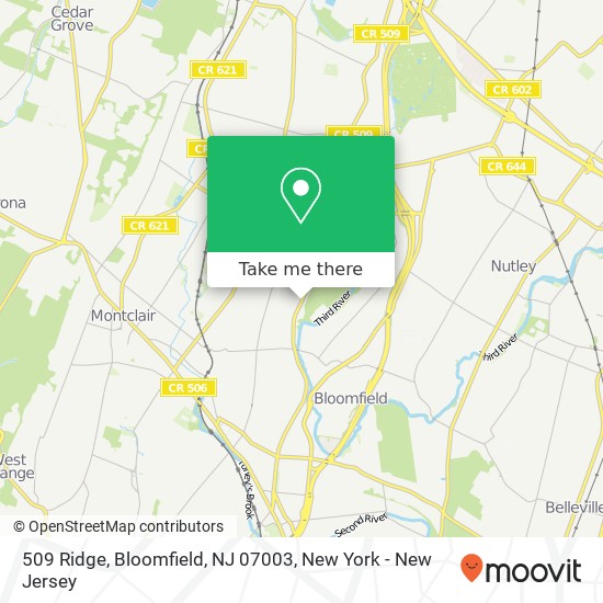Mapa de 509 Ridge, Bloomfield, NJ 07003
