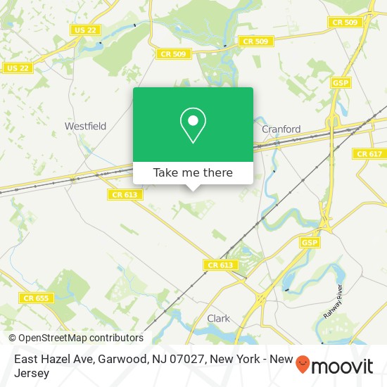 Mapa de East Hazel Ave, Garwood, NJ 07027