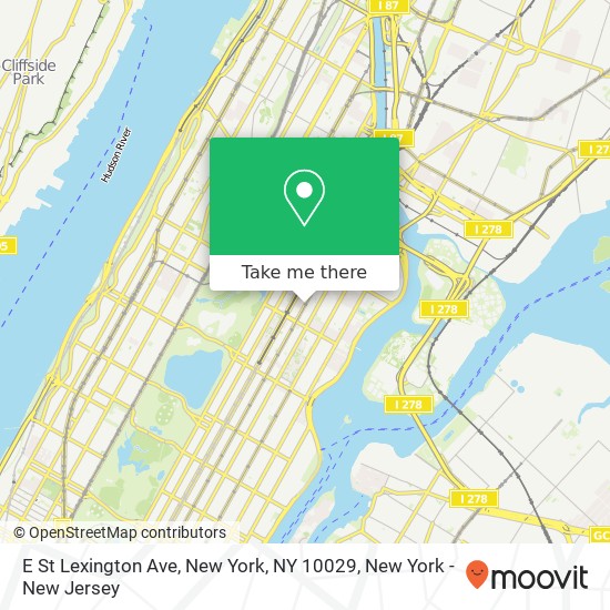 Mapa de E St Lexington Ave, New York, NY 10029