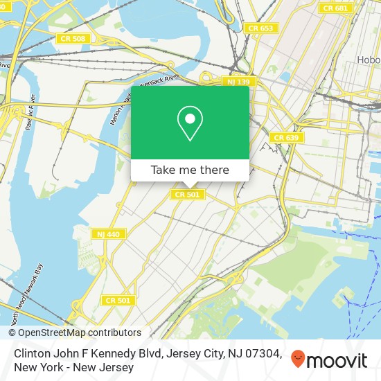 Mapa de Clinton John F Kennedy Blvd, Jersey City, NJ 07304